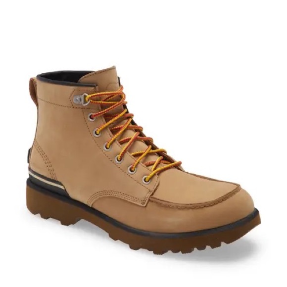 SOREL Caribou Men’s Moc Waterproof Lace-Up Boot Buff 8 NIB - Picture 1 of 10